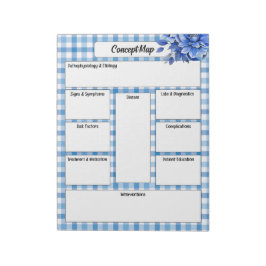 Blue Floral Gingham _ Concept Map Notizblock