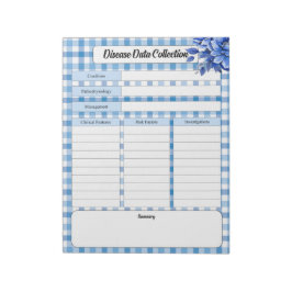 Blue Floral Gingham _ Disease Data Collection Notizblock