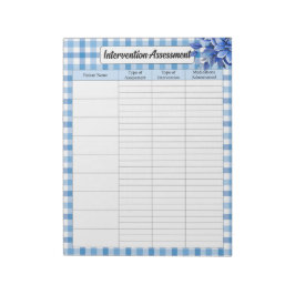 Blue Floral Gingham — Interventionsbewertung Notizblock