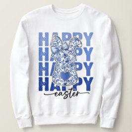Blue Floral Glitzern Osterfest Bunny Coquette Sweatshirt