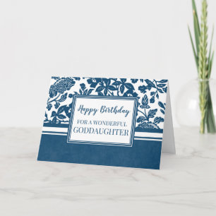 Blue Floral GodTochter Geburtstagskarte Karte