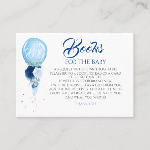 Blue Floral Gold Babydusche Bücher für Baby Visitenkarte