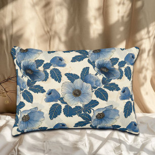 Blue Floral Gold Glitzer Japanisch Ukiyo-e Dekokissen