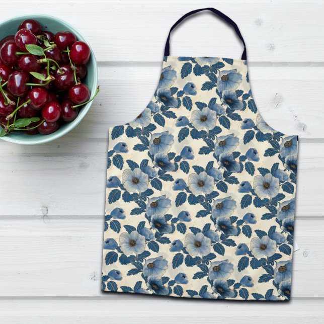 Blue Floral Gold Glitzer Japanisch Ukiyo-e Schürze (Von Creator hochgeladen)