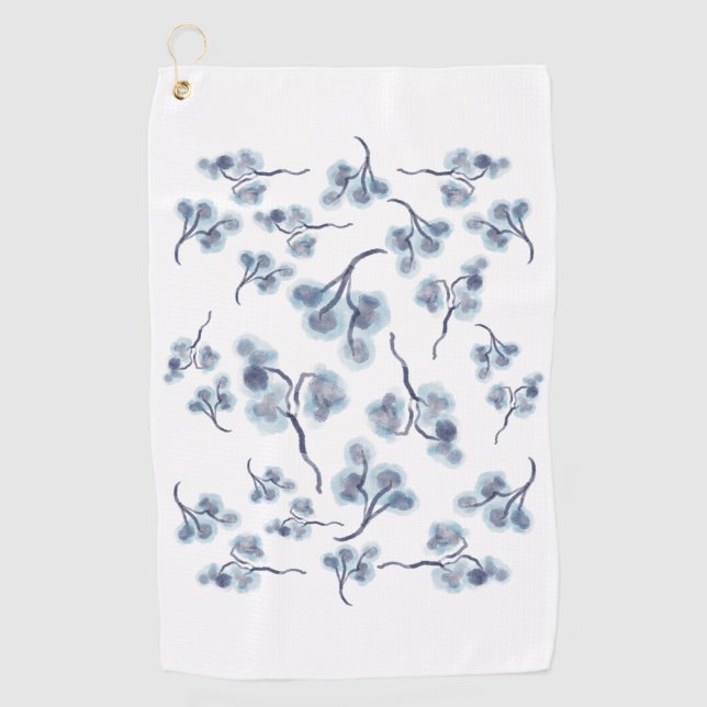 Blue Floral Golf Handtuch (Vorderseite)