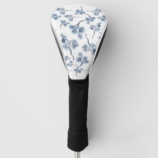 Blue Floral Golf Head Cover Headcover (Vorderseite)