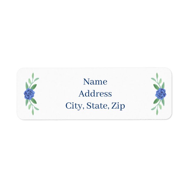 Blue Floral Greenerage Foliage Address Labels (Vorne)