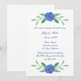 Blue Floral Greenerity Foliage Engagement Party Einladung