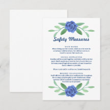 Blue Floral Greenery Foliage Safety Measures Card