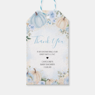 Blue Floral Greenery Little Pumpkin Favor Tags Geschenkanhänger