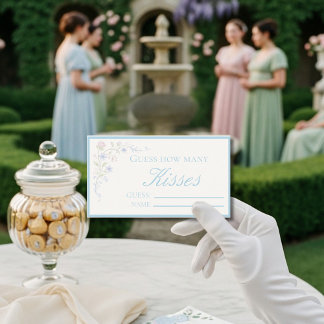  Blue  Floral  "Guess How Many Kisses" Bridal Game Begleitkarte