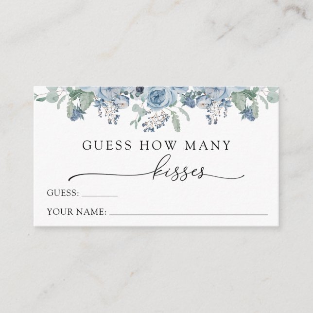 Blue Floral Guess Wie viele Kisses Umschließungska Begleitkarte (Vorderseite)