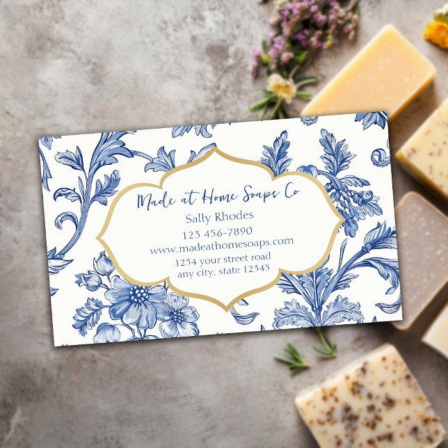 Blue Floral Handmade Soap Company Visitenkarte (Von Creator hochgeladen)