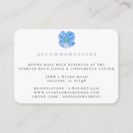 Blue Floral Hochzeitsunterkunft Eintrittskarte Begleitkarte