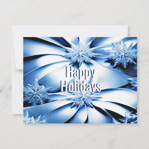 Blue Floral Holiday Weihnachten Postkarte