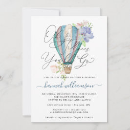 Blue Floral Hot Air Ballon Baby Dusche Einladung