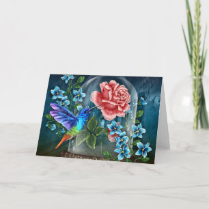 Blue Floral Hummingbird All Occasion Note Card Karte