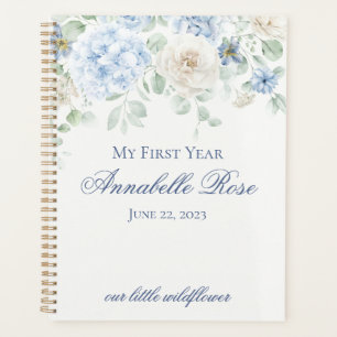 Blue Floral Hydrangea Botanical Mein erstes Jahr Planer