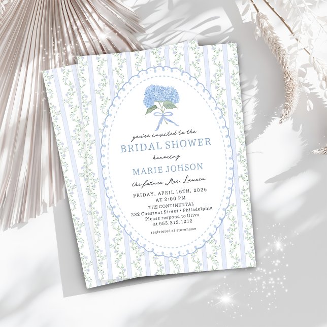 Blue Floral Hydrangea Bridal Shower Invitation Einladung (Von Creator hochgeladen)