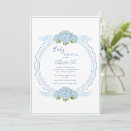 Blue Floral Hydrangea Elegant Baby Shower  Einladung
