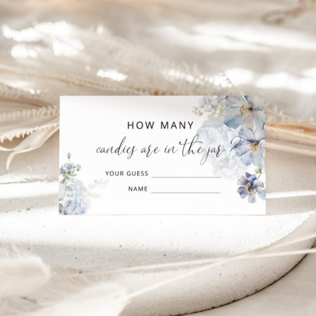 Blue floral Hydrangea erraten, wie viele Bonbons Begleitkarte (Von Creator hochgeladen)