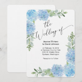 Blue Floral Hydrangea Wedding Einladung Design