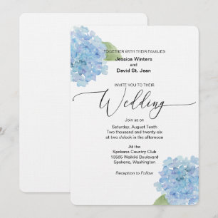 Blue Floral Hydrangea Wedding Einladung Design