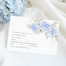 Blue Floral Hydrangea Wedding RSVP Karte