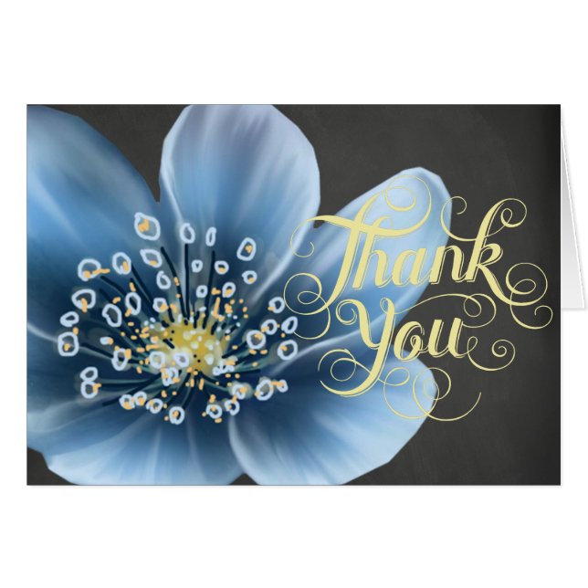 Blue Floral Jeden Anlaß Card (Vorderseite (Horizontal))