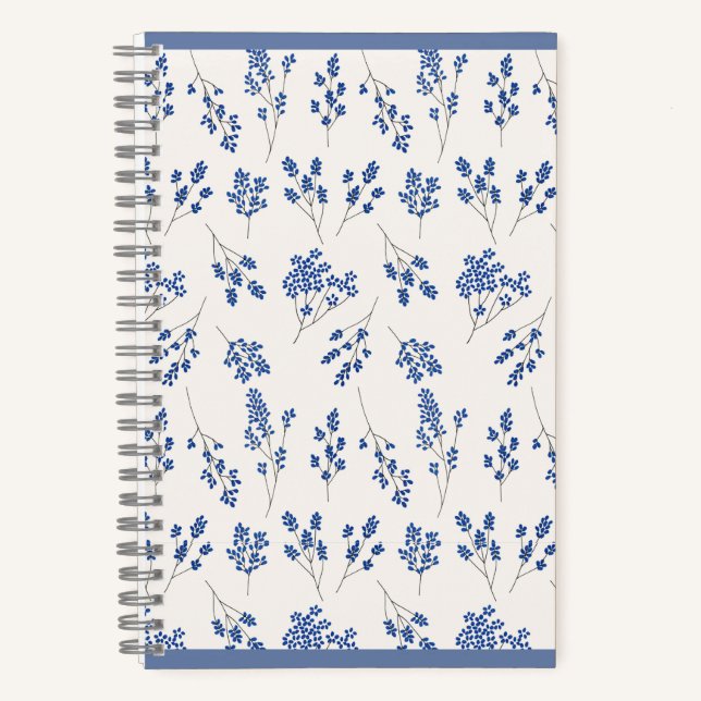 Blue Floral Journal – Elegant Botanical Notebook Notizbuch (Vorderseite)