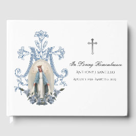 Blue Floral Jungfrau Mary Memorial Beerdigung Gästebuch