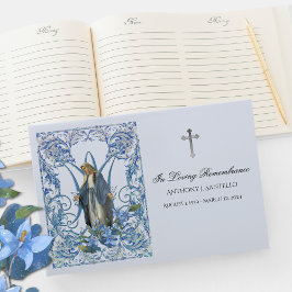 Blue Floral Jungfrau Mary Memorial Beerdigung Gästebuch
