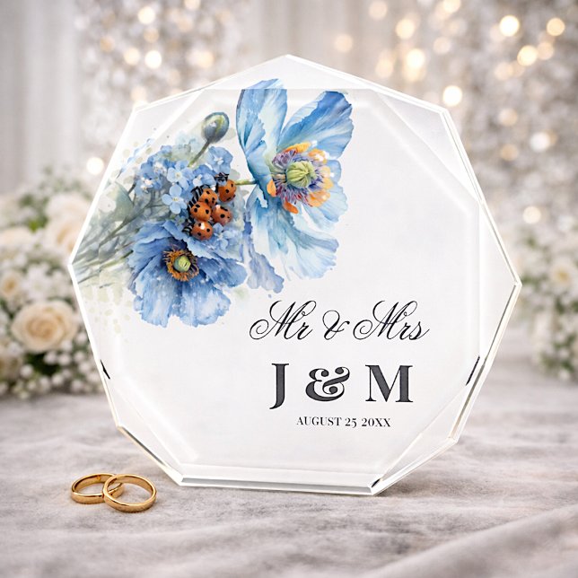 Blue Floral Keepsake Newlyweds Gift Bride  Groom  Fotoblock (Von Creator hochgeladen)