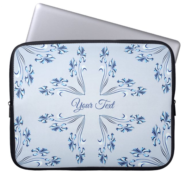 Blue Floral Laptop Sleeve (Vorderseite)