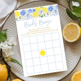 Blue Floral Lemon Brautparty Bingo Game