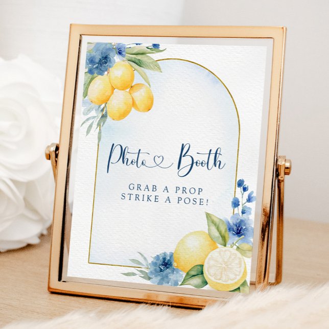 Blue Floral Lemon Main Squeeze Dusche Foto Stand Poster (Von Creator hochgeladen)