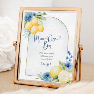 Blue Floral Lemon Main Squeeze Mama osa Bar Poster