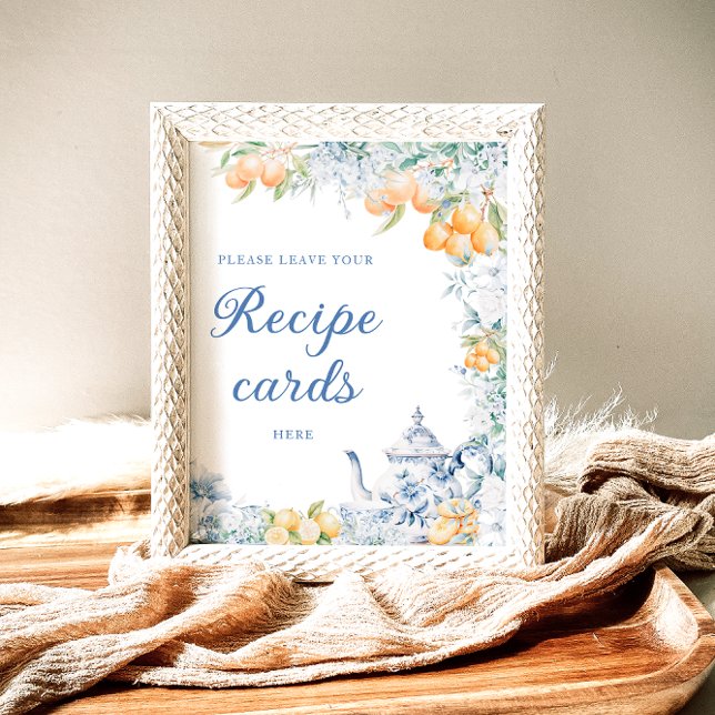 Blue Floral & Lemons Verlasse hier Ihre Rezept-Kar Poster (Von Creator hochgeladen)