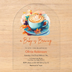 Blue Floral Liebe ist Break Coffee Baby Dusche Acryleinladungen