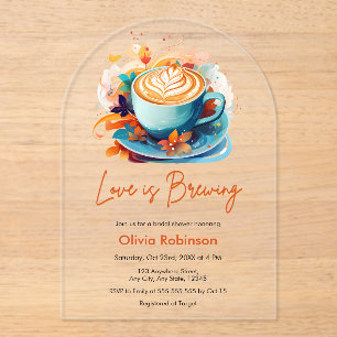 Blue Floral Liebe ist das Brechen Coffee Brautpart Acryleinladungen