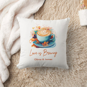 Blue Floral Liebe ist das Brechen Coffee Brautpart Kissen