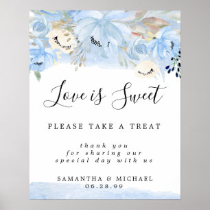 Blue Floral Liebe ist Sweet Wedding Dessert Bar Si Poster
