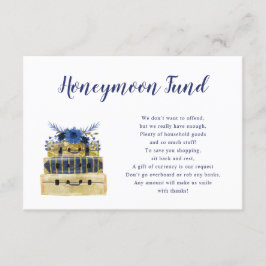 Blue Floral Luggage Honeymoon Fund Karte