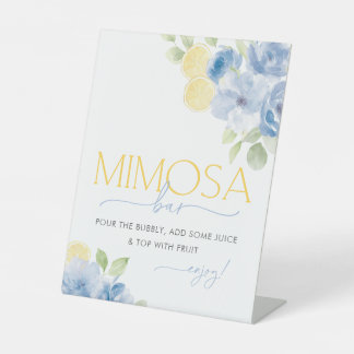 Blue Floral Main Squeeze Bridal Shower Mimosa Bar Sockelschild