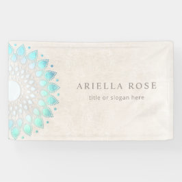 Blue Floral Mandala Lotus White Marble Business Ca Banner