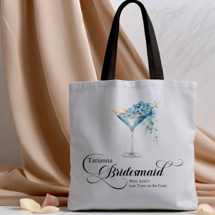 Blue Floral Martini Bridesmaid Bachelorette Tasche