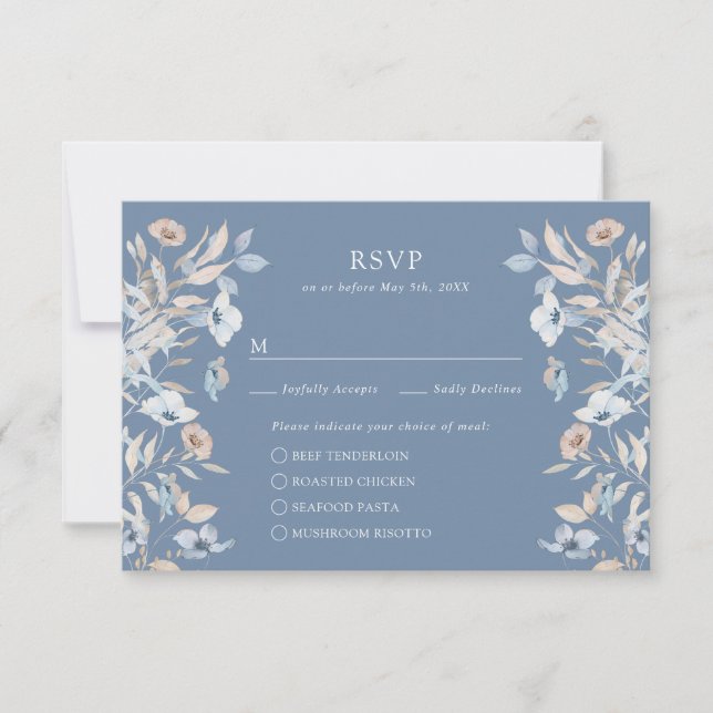 Blue Floral Meetings RSVP Card (Vorderseite)