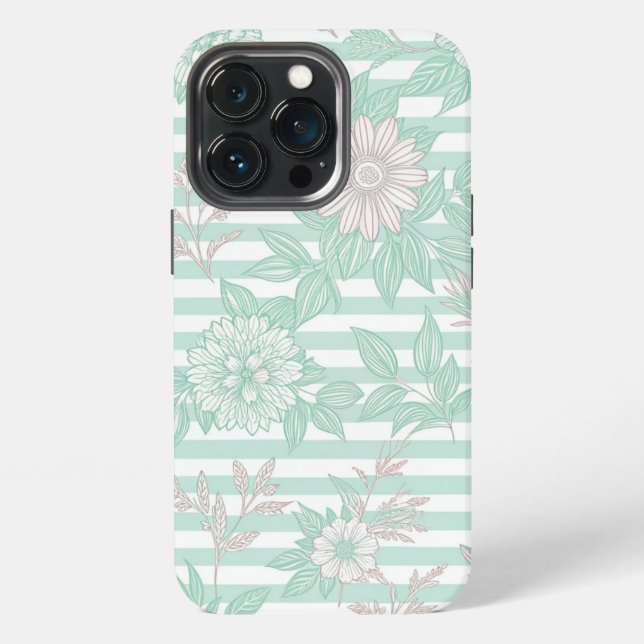 Blue Floral Minimalist iPhone 13 Pro Hülle (Hinten)