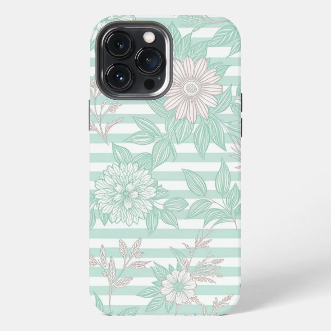 Blue Floral Minimalist iPhone 13 Pro Max Hülle (Rückseite)