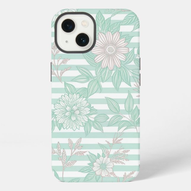 Blue Floral Minimalist iPhone Hülle (Rückseite)